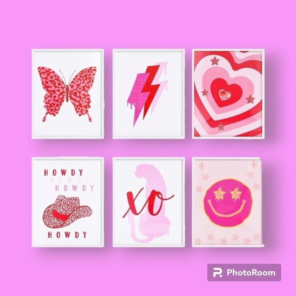 Pink Barbiecore Aesthetic 8x10 Wall Art Prints Set of 6